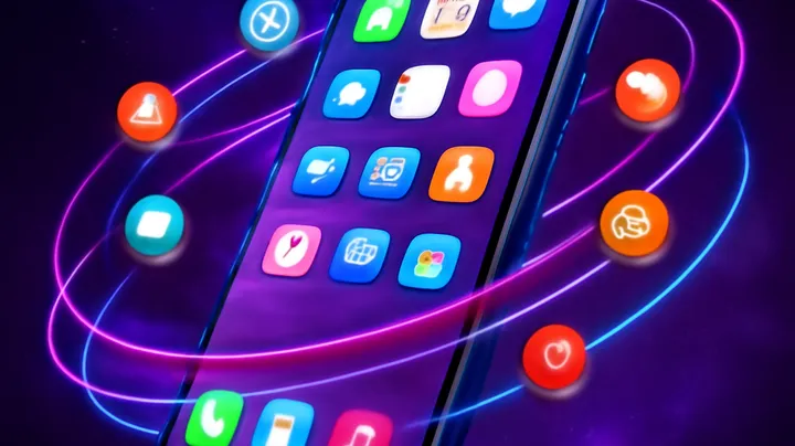 HIOK COM Sleek smartphone floating in space